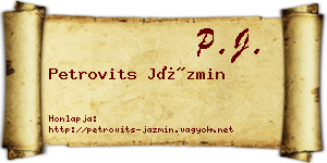 Petrovits Jázmin névjegykártya